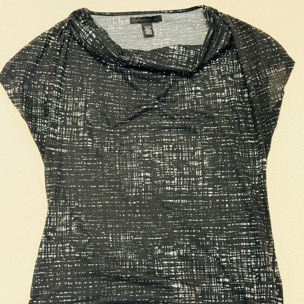 Kenneth Cole Black and White Patterned Blouse